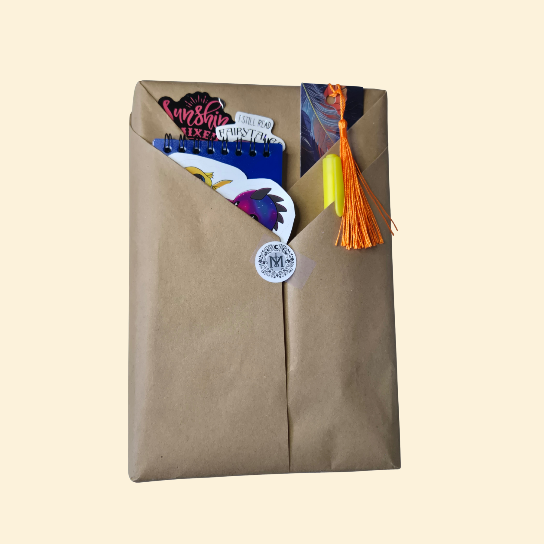 Blind Date with a Book Mystery Envelope. Includes book, notebook, stickers, bookmark and pen.